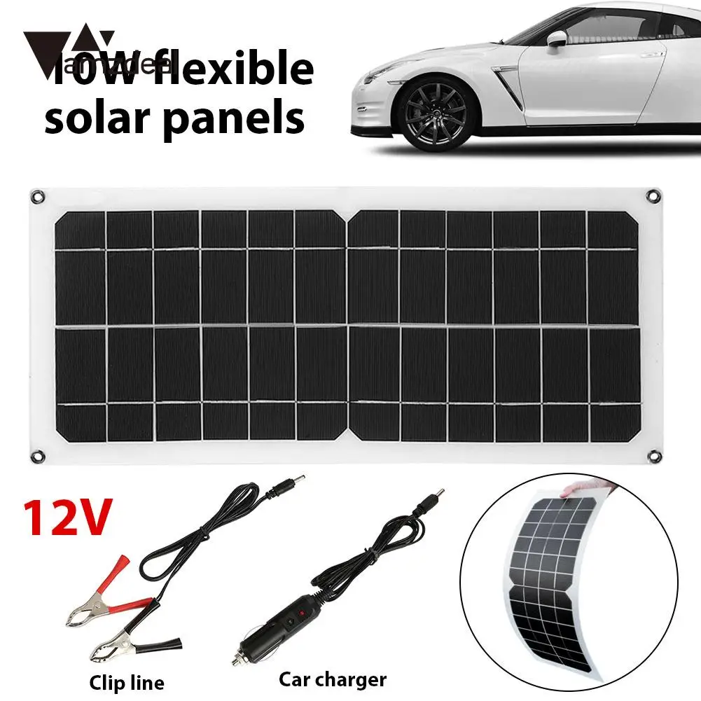 

Emergency Power Supply 12V 10W Durable Fast Charger Solar Panel Semi Flexible Car Battery Chargiing Solar Generator Portable