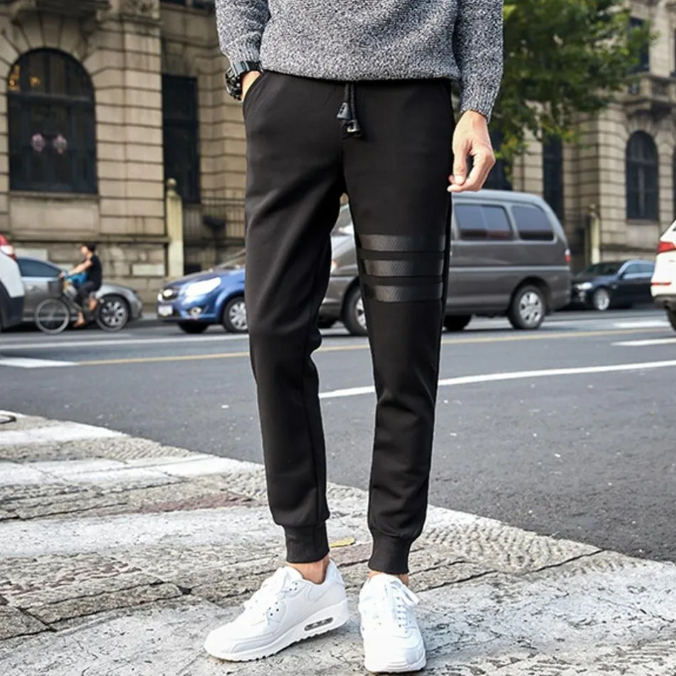 New Arrival High Fashion Men Casual Skinny Track Pants Black Tracksuit ...