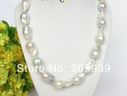 

huij 003261 Genuine HUGE 26mm 18" white Reborn keshi pearls necklace