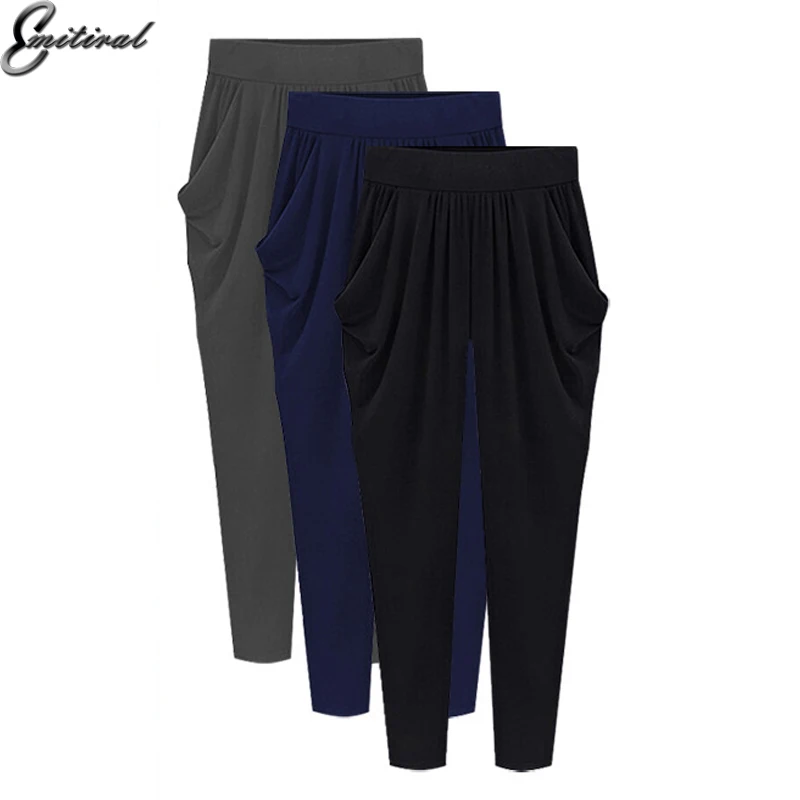 

2019 Spring Summer Thin Women Harem Pants Plus Size M-6XL Casual Loose Female Trousers Elastic Waist Black Blue Khaki Pants New