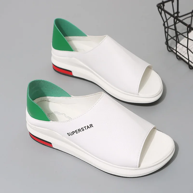 

Leisure Summer Platform Sandal 2018 Mixed Colors Open Toe Women Sandals Flat with Cover Heel Designer Shoes