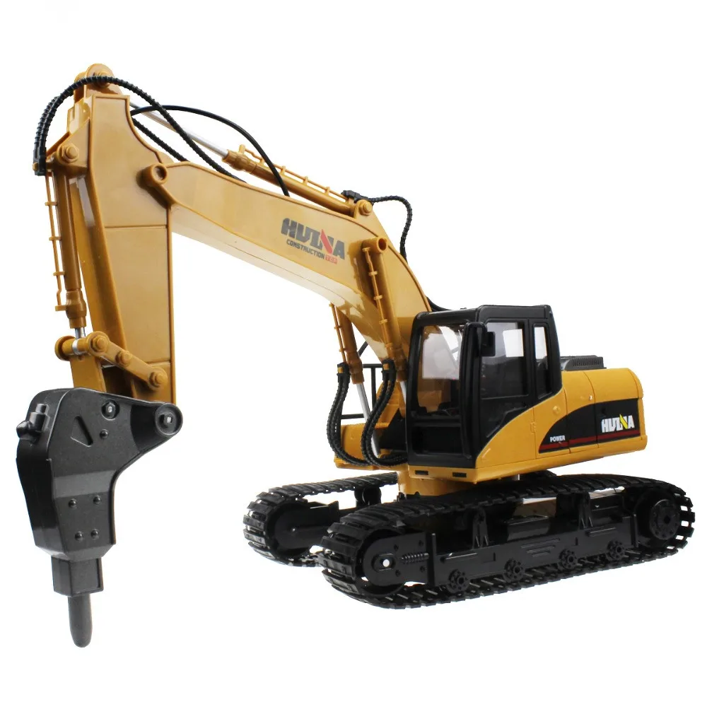 High quality RC Alloy Hammer Excavator 16 Channel 2.4G Rechargeable Sound and Light Demo Remote Control Drilling Truck toy gift