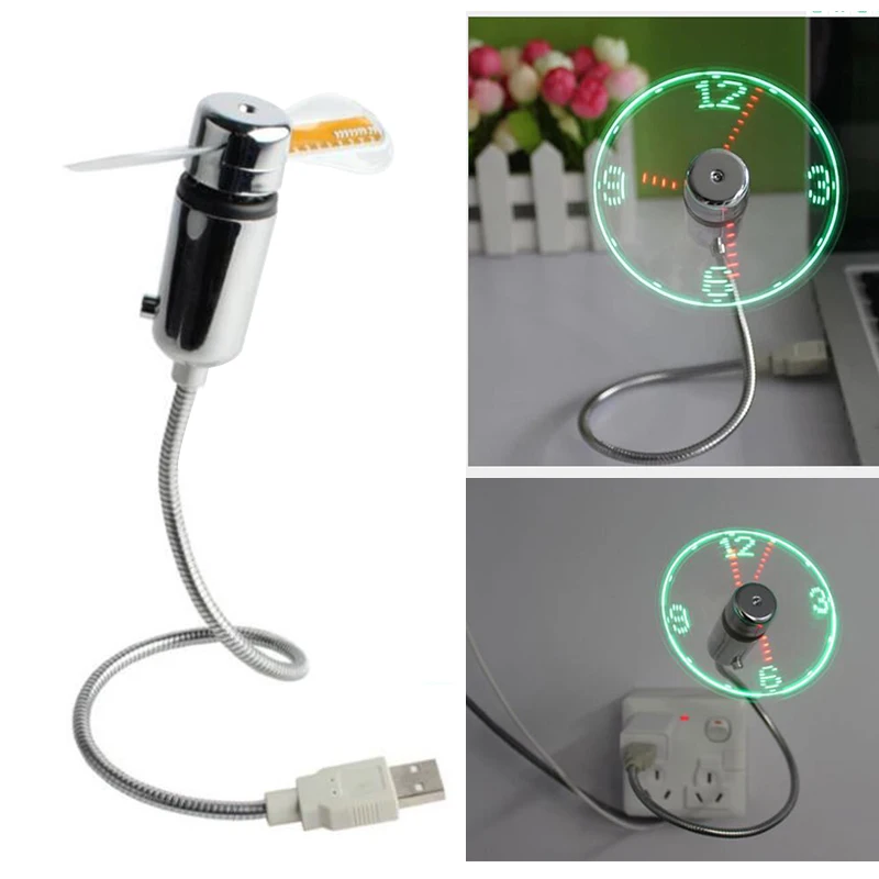 

New USB Gadget Mini Flexible LED Light USB Fan Time Clock Desktop Clock Cool Gadget Time Display