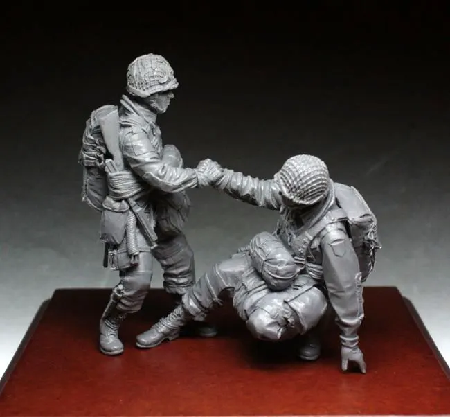 Неокрашенный комплект 1/35 зимние парашюты США включая 2 фигурки солдат набор
