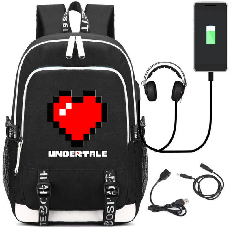 2984 Juego Undertale Sans Fantasma Música Mochila Portátil Externo Usb Carga Puerto De Auriculares Bolsas De Escuela Adolescentes Mochila Unisex - cioccolata from jjba jojo bizarre adventure roblox