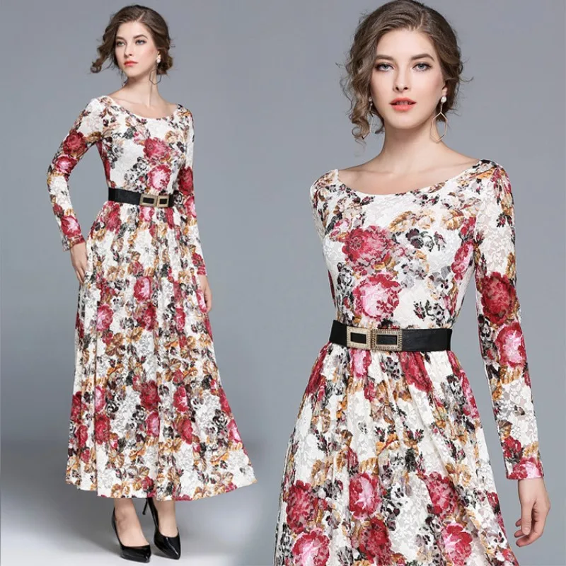 Aliexpress.com : Buy Autumn Winter New Fashion Party Dress Women's Long ...