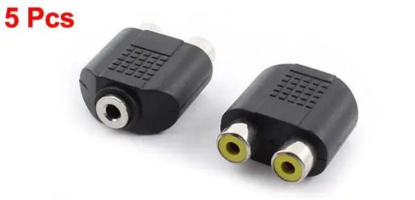

5 x Stereo 3.5mm Female Jack to Dual RCA Female Jack Audio Splitter Connector