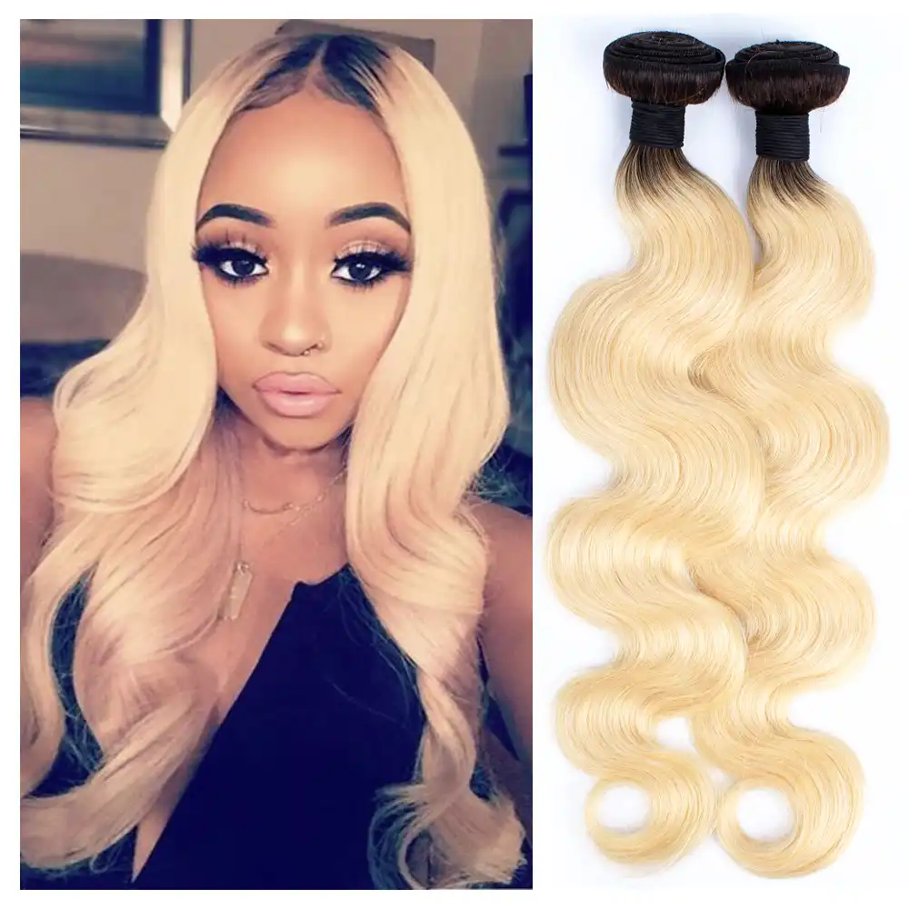 Mogul Hair Brazilian Body Wave T 1b 613 Dark Root Platinum Blonde