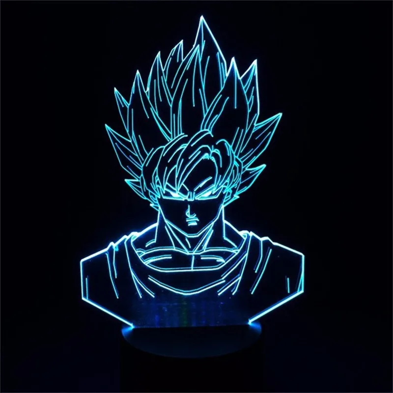 3D светодиодный Светильник-ночник Dragon Ball Z Goku Super Saiyan, 7 цветов, сенсорный декоративный светильник, Оптическая иллюзия