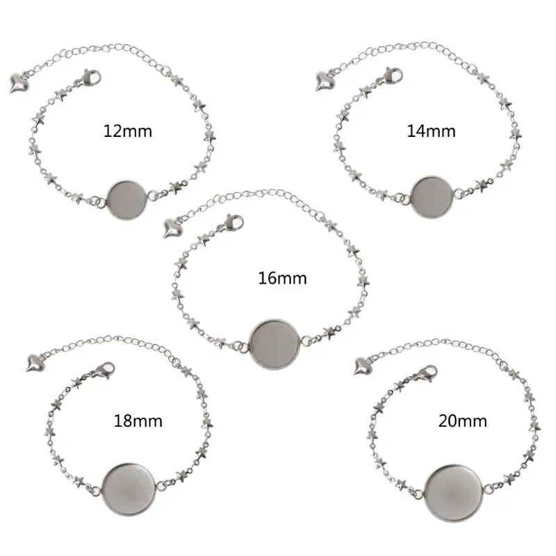 

Stainless Steel Round Cabochon Disc Blank Setting Bezel Pad DIY Bangle Bracelets