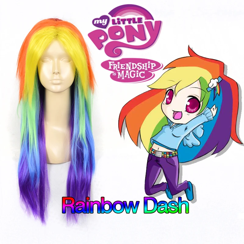 Парик для косплея My Little Pony Rainbow Dash Бесплатная доставка на Хэллоуин и Рождество| |