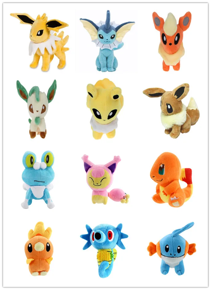

12Pcs/Set Anime Pet Soft Plush Toys Stuffed Animal Doll Eevee Espeon Flareon Espeon Jolteon Torchic Charmander