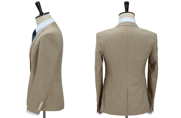 FFXZSJ2018 البيج دعوى الرجال صالح سليم الصيف حفلة موسيقية بدل زفاف للرجال Terno Masculino سهرة رجل دعوى (سترة + السراويل + سترة) 3 قطعة