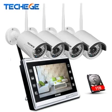 Techege 4CH Wireless 960P NVR Kit HD 960P Wireless 12″ LCD Monitor 4CH wifi NVR Security 1.3MP WIFI camera CCTV Camera System