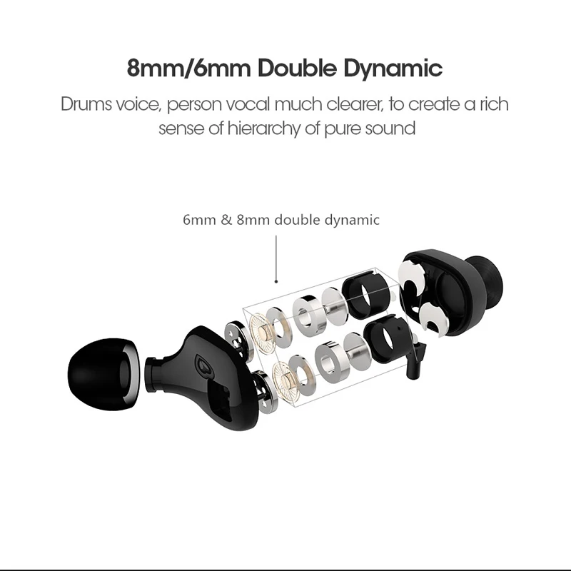 DACOM L02 bluetooth наушники с двойным динамическим драйвером шумоподавлением