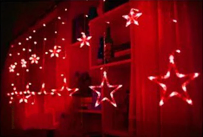 AC110V / 220V Holiday Lighting LED Fairy Star Curtain String luminarias Garland Decoration Christmas Party Wedding Light 2M