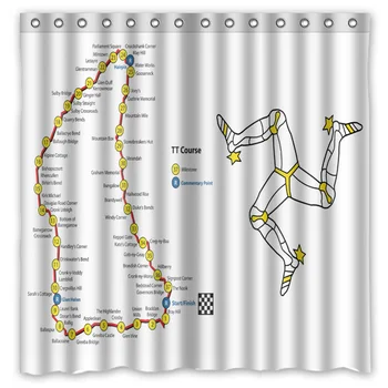 

High Quality Polyester Shower Curtain Isle Of Man TT Map Modern Design Waterproof Fabric Curtains For Bathroom 72*72inch