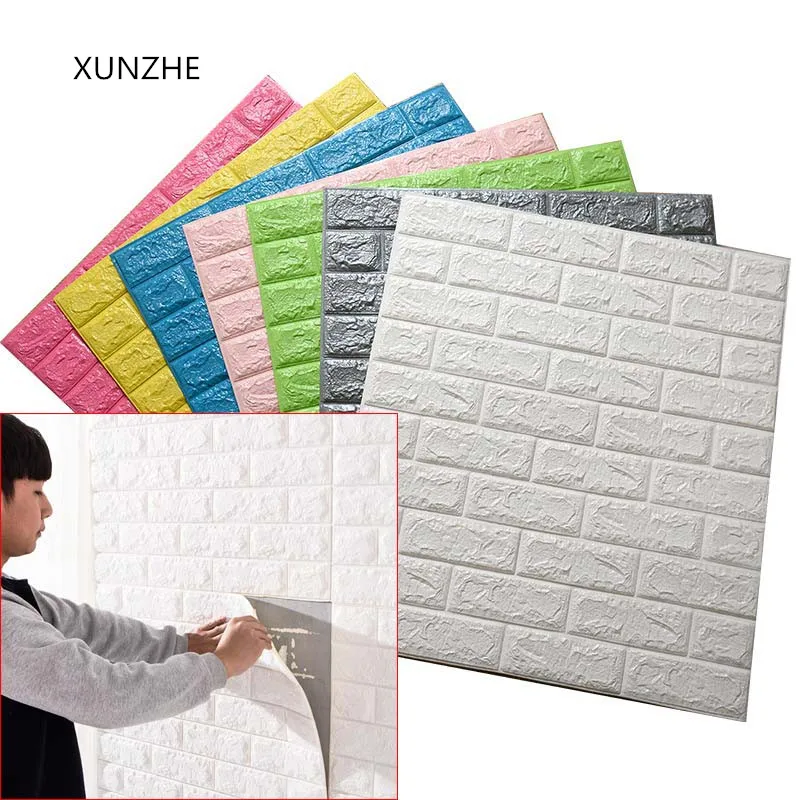 

XUZNHE 77*35Cm 3D Three-dimensional Creative Brick Wall Stickers Waterproof Self-adhesive Wallpaper Children's Room Decoration