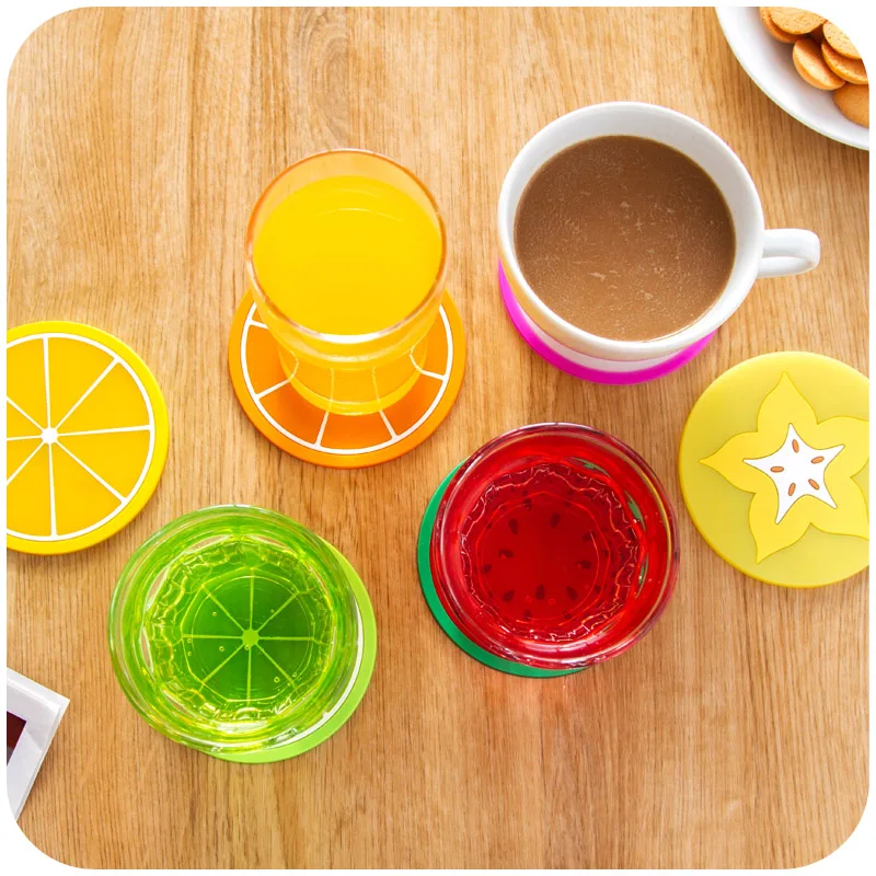 6pcs Fruit Cup Pad Placement Coaster Table Decoration Set Lemon Watermelon Stationery Office Accessories School Supplies F5187