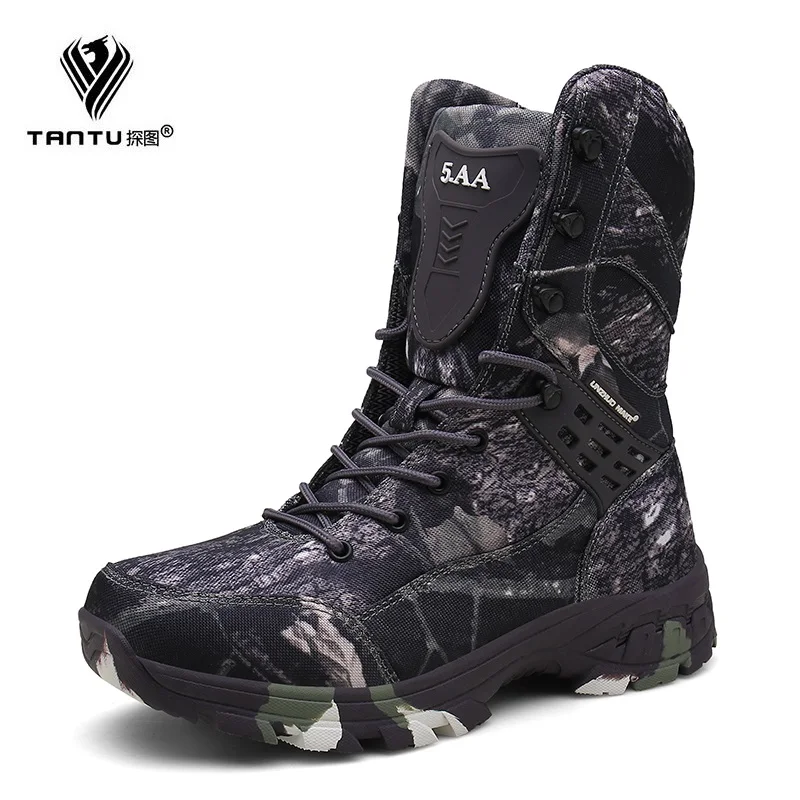 

TANTU Army Boots Military Boots Men Tactical Boots Zip Army Tactical Desert Combat Boots Safety Shoe Snow Leather Size 39-47