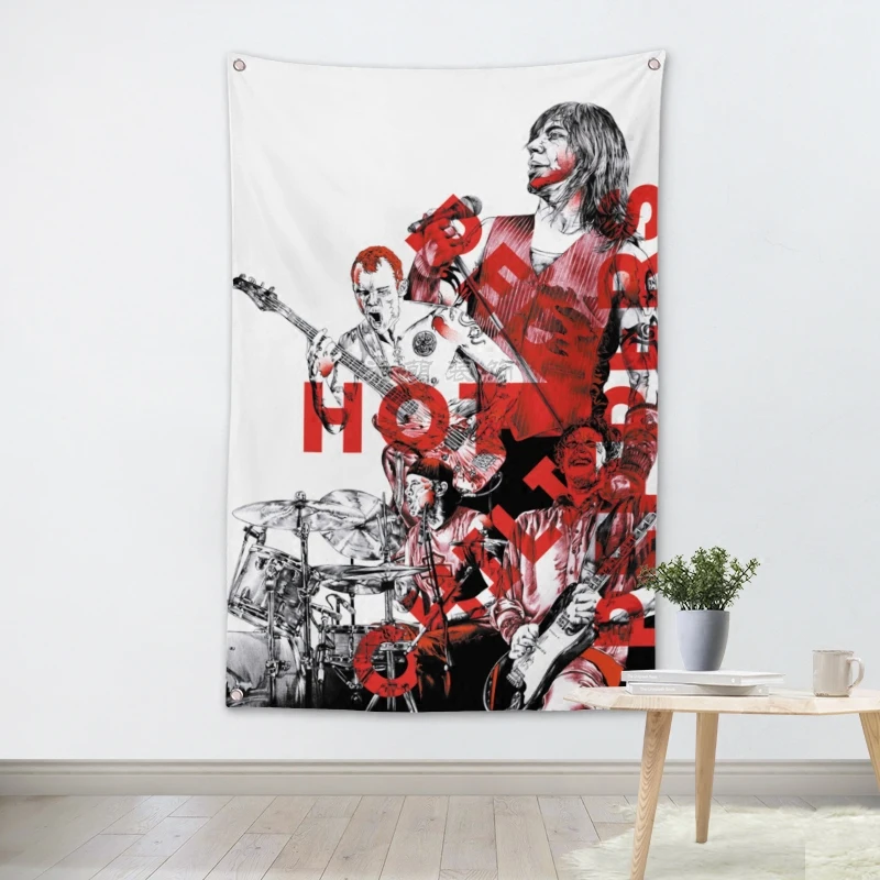 

RED HOT CHILI PEPPERS Music Band Team Logo Cloth Poster Banners Four-Hole Flag Dormitory Bedroom Wall Decoration
