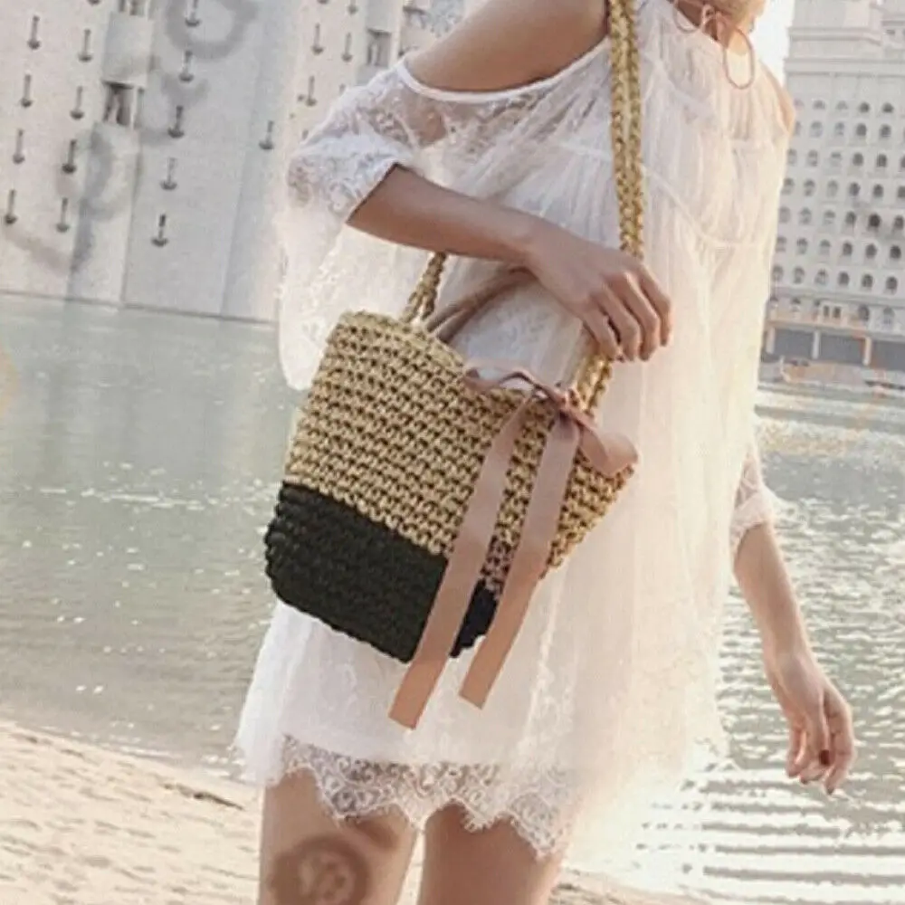 Женская летняя пляжная сумка женская Повседневная Праздничная Плетеная соломенная сумка сумки из ротанга хозяйственные сумки, сумки для хранения