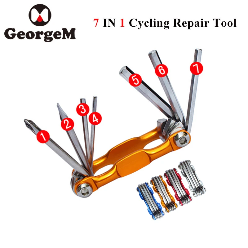 cheap 2018 Mini Portable 7 IN 1 Cycling Repair Tools Multifunctional Bicycle Repair Tool Kit Socket Head Wrench Bike Repair Tool
