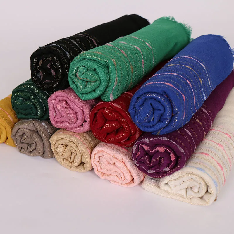 

2018 Winter Plain Lurex Glitter Viscose Shawl Scarf Women High Quality Wrap Pashminas Sjaal Bufandas Mujer Muslim Foulards Hijab