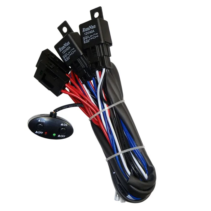 

12v 260w dual relay on/off Car light power switch wiring cable 2x 40A for Offroad truck Led work light bar Spotlight headlamp