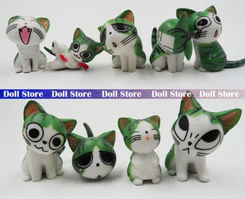 

9pcs/Lot 2015 New 3cm kawaii pvc Japanese anime figures chi's sweet home cat action figure set Green best kids toys for girls.