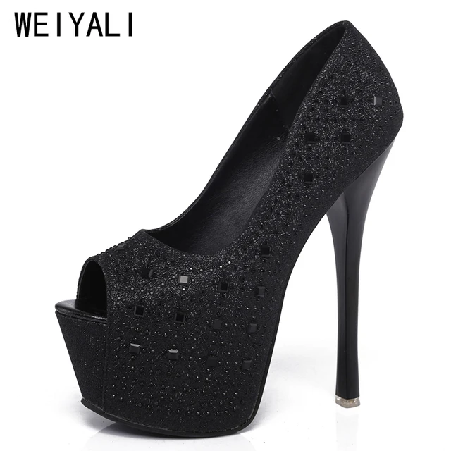 Summer Platform Sandals Women Silver High Heels 16cm P Toe Summer Platform Sandals Women Silver High Heels 16cm P Toe Stiletto Glistening Rhinestone Las Wedding Shoes