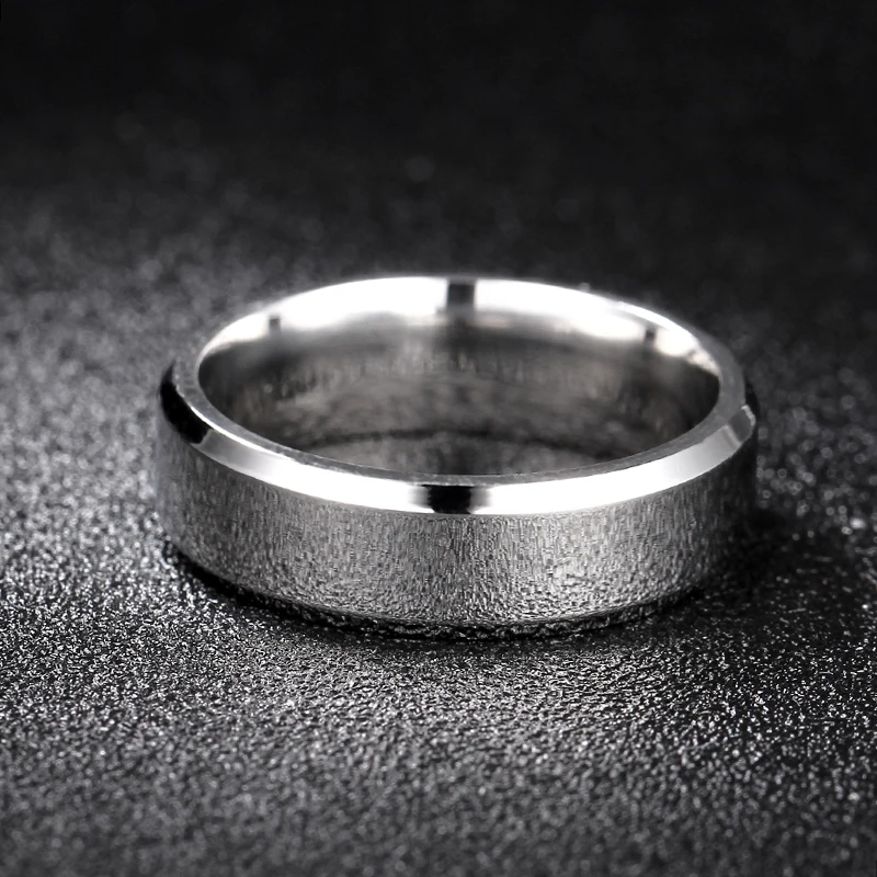 

6mm Bright Polish Silver Color Titanium Ring For Men