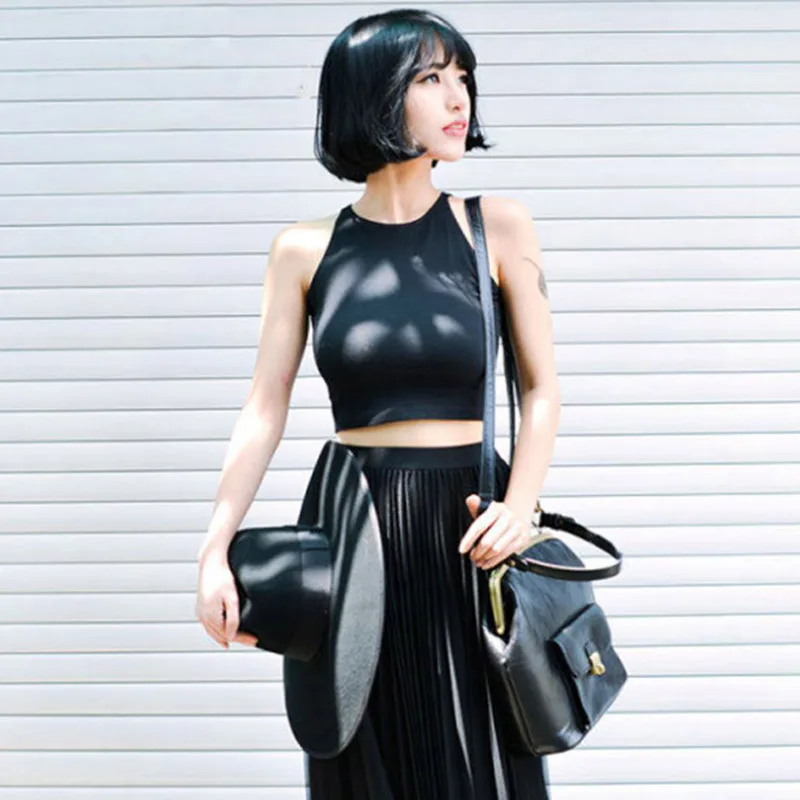 

2019 Fashion Droppshiping Women Summer Crop Tops Round Neck Sleeveless Slim Fit Pullover Female Vest BFJ55