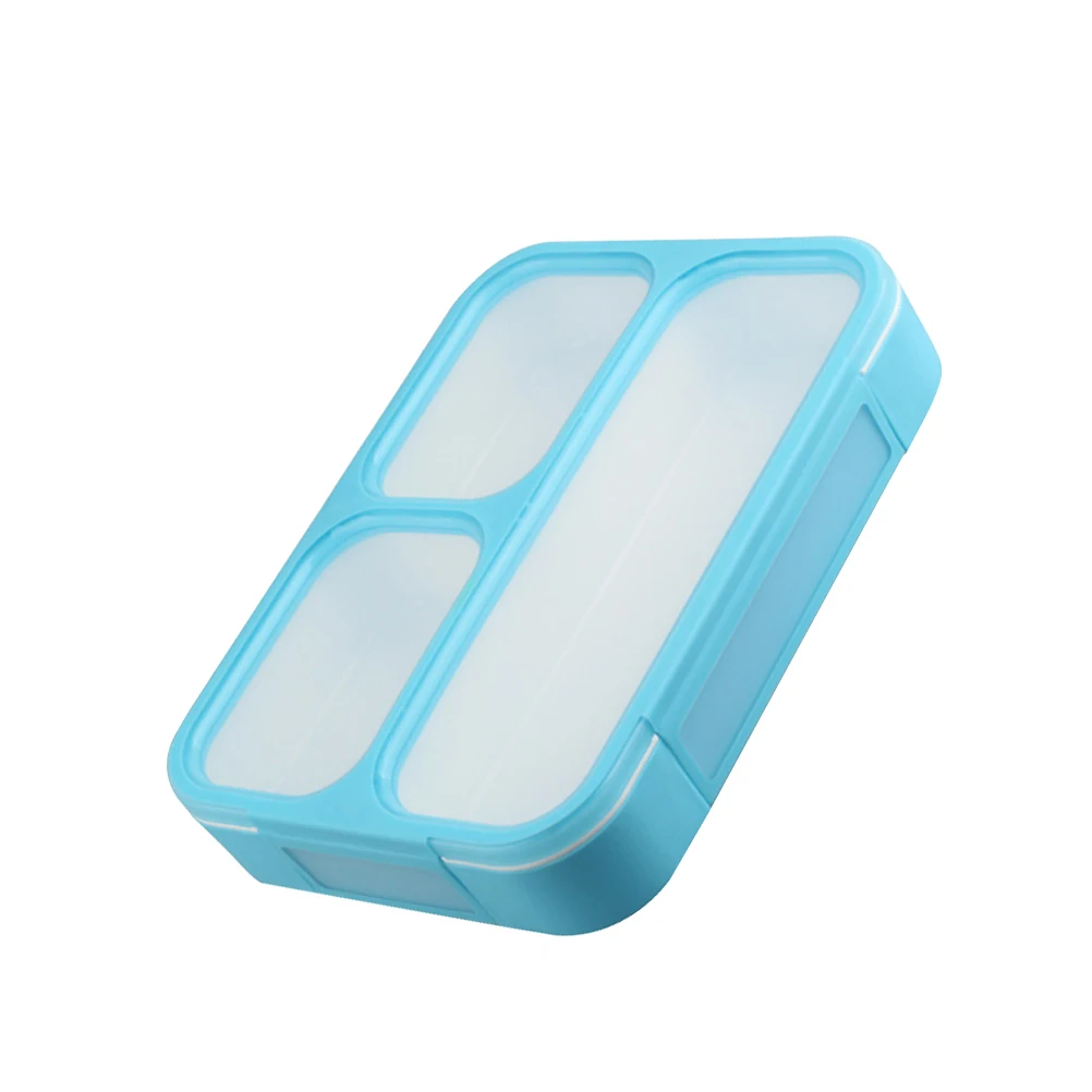 ROSENICE Thin Lunch Box with 3 Compartments Reusable Food Storage