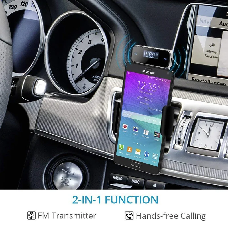 Rovtop беспроводной автомобильный fm-передатчик с разъемом 3,5 мм, Автомобильный MP3-плеер, музыкальный аудио fm-передатчик для iPhone, samsung, iPad, Xiaomi Z2