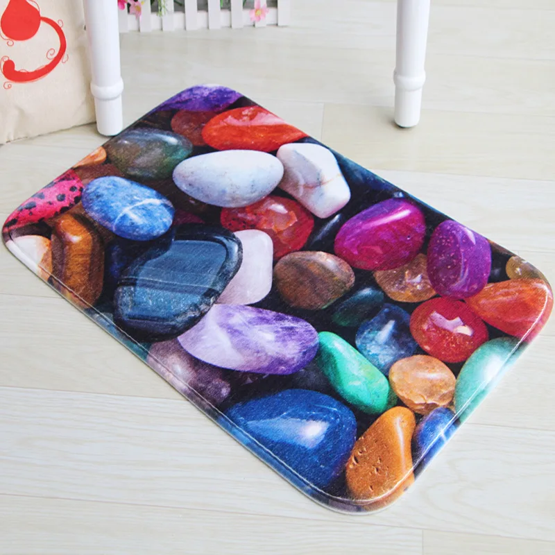 

3D Cobble Printed Flannel Door Mats For The Front Door Absorbent Mats For Bathroom Kitchen Rug Soft Bedroom Carpets Bedside Mats