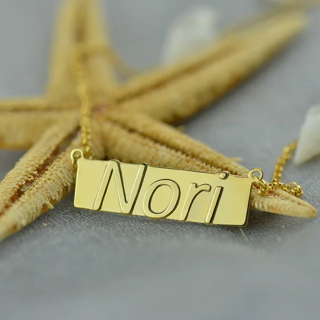 unique raised letter bar necklace gold color personalized name bar raised letter