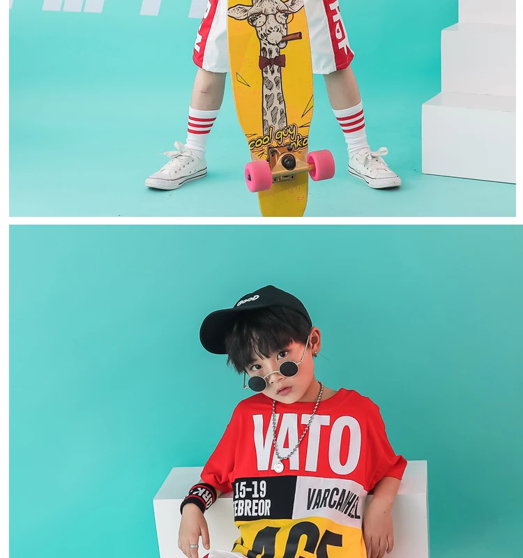 Summer 2019 baby Boys clothing set hip hop t shirt kids kids dance costumes toddler boy summer clothes children's summer set (6)