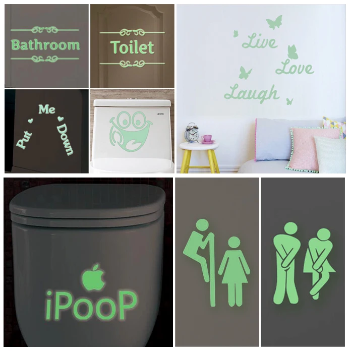 Creative Luminous Wall Stickers Bathroom Decoration Toilet Door Vinyl