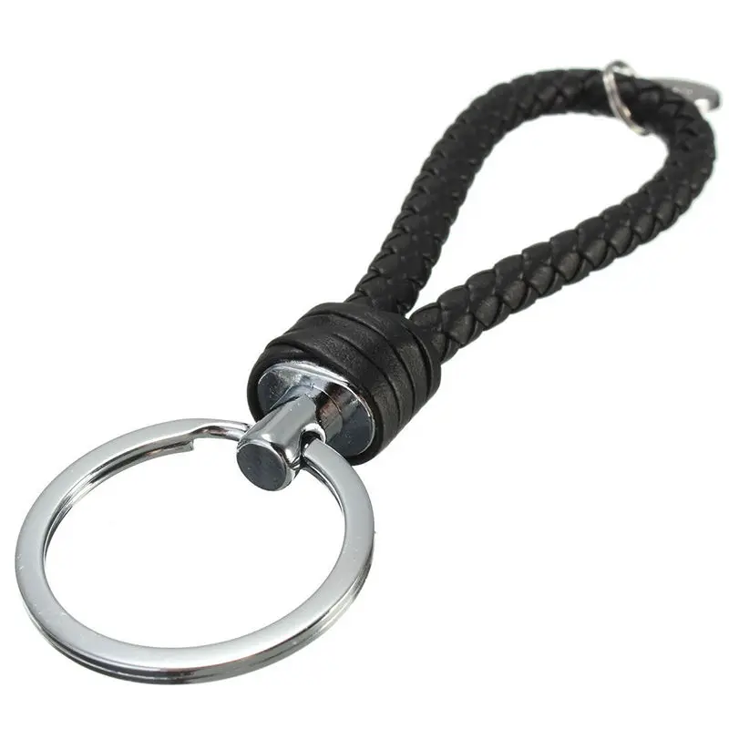 

New Unisex Leather Keychain Simple Rope Woven Key Chain Ring Keyfob Car Keyring Gift