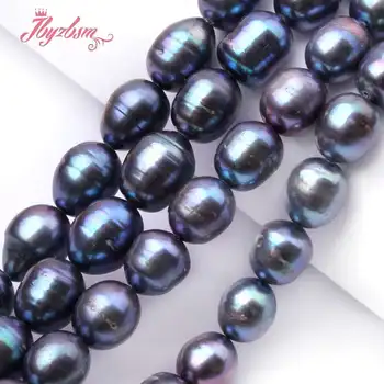

9-10mm 10-11mm Dark Gray Oval Cultured Freshwater Pearl Stone Beads For DIY Necklace Bracelets Jewelry Making 15" Free Shipping