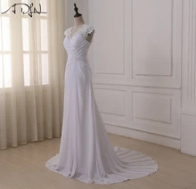 ADLN 2017 In Stock Plus Size Wedding Dress Elegant V-neck Applique Chiffon Beach Bridal Gowns vestidos de novia