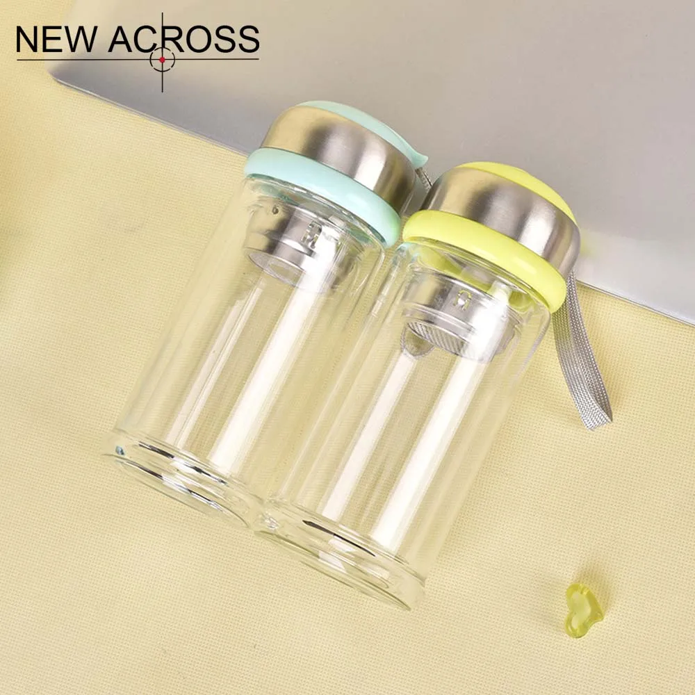 

JUH Gohide 1Pcs Yellow/Blue Optional Glass Water Bottle With Filter Tea Bottle Double Layer Heat Insulation Water Bottle