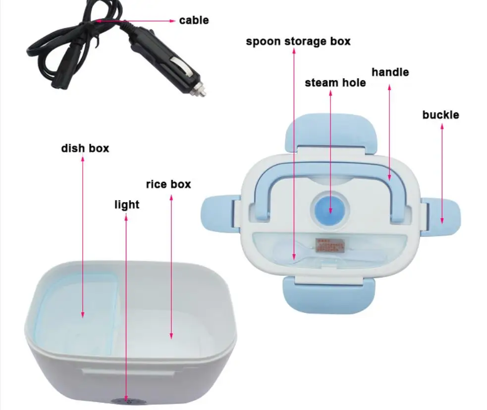 12 В автомобильный портативный Электрический нагревательный Ланч-бокс пищевой контейнер для еды подогреватель еды для детей 4 пряжки наборы посуды