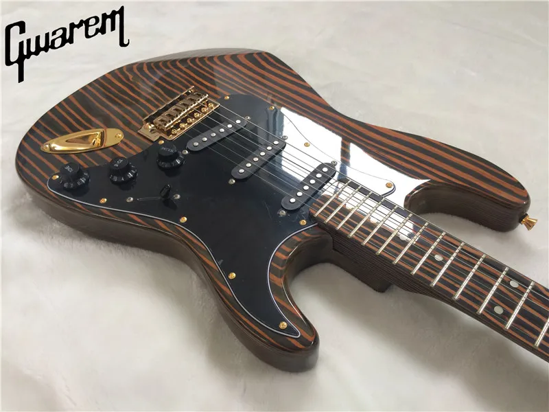 Электрогитара/Gwarem st гитара/zebravwood корпус и шея/с золотой аппаратной гитарой в Китае