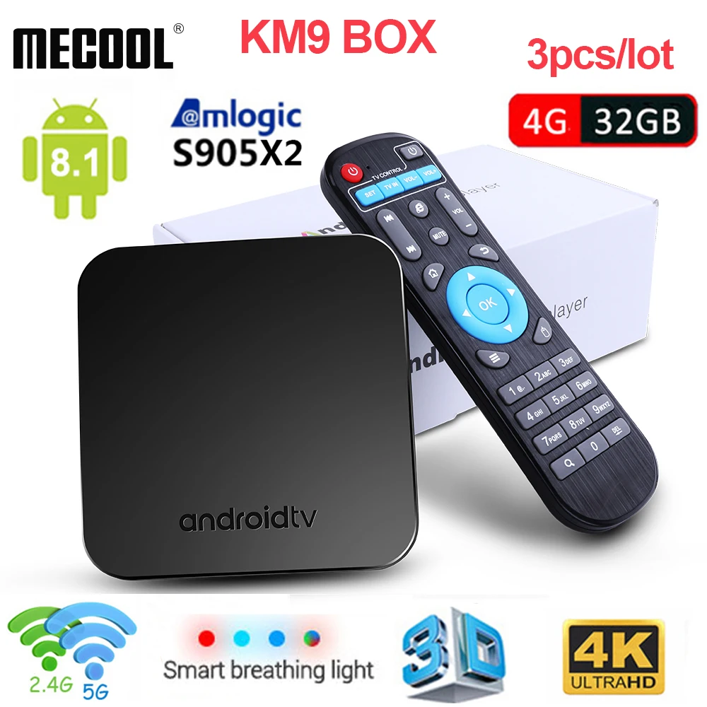 

Newest Mecool KM9 Android TV Box S905X2 4GB DDR4 RAM 32GB ROM Android 9.0 5G WIFI BT 4.1 4K HD TV Box Set TopBox