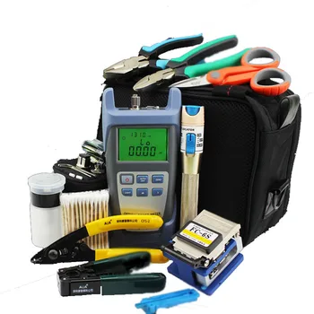 

16 In 1 Fiber Optic Tool Kit with FC-6S Fiber Cleaver and Optical Power Meter 5km Laser Pen Visual Fault Locator Strippers