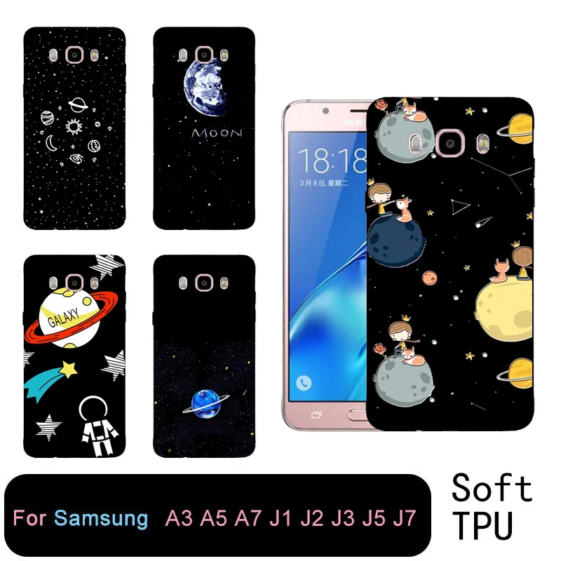 Мягкий черный чехол для телефона samsung S8plus s6 s7 edge J1 J330 J7 J5 A3 A5 note8 солнце и луна