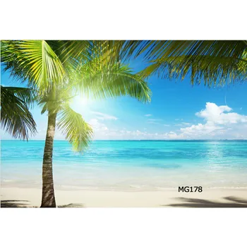 

LB Polyester & Vinyl Tropical Landscape Coconut Tree Sea Beach Photography Photo Background Studio Backdrop For Childen Decor