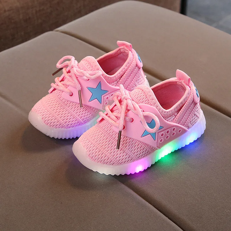 Led Shoes Kids Mesh Breathable Sneakers For Children 2019 Spring New Kids Shoes Girls Luminous Sneakers Children